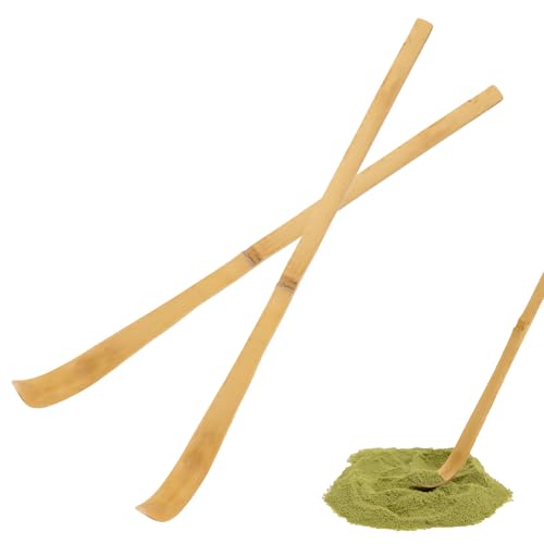 Zcajtake 2Pcs Matcha Spoon Bamboo Matcha Scoop Japanese Chashaku Hooked Matcha Tool Green Tea Spoon for Traditional Japanese Tea Ceremony Measure