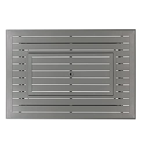Image of Oakland Living Rectangular 46 in. x 31 in. Aluminum Propane Fire Pit Table, Glass Beads, Two Covers, Lid, 57,000 BTUs in Grey Finish