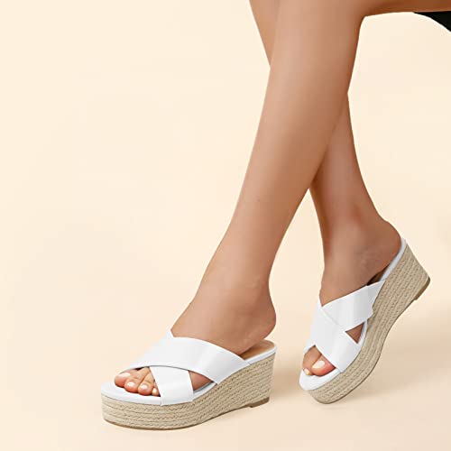 Sandales femme été espadrille compensées mules plateforme bout ouvert