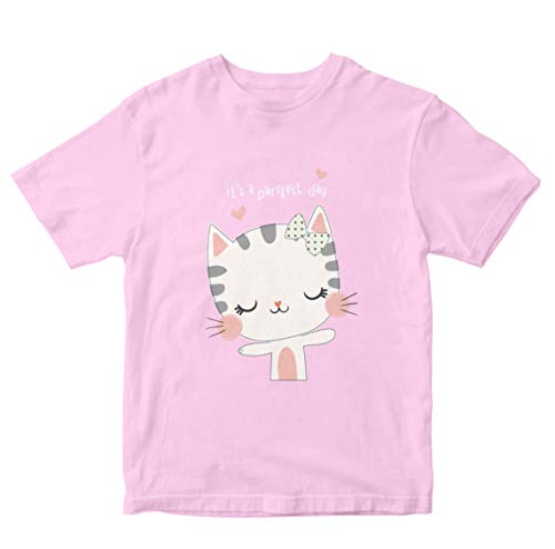 Image of Girls' Regular Fit T-Shirt It's A Purrfect Day 100% Cotton Girl's T-Shirt