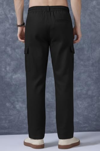 Image of Men's Multi Color Cargo Casual Trousers | Men's Regular Fit Straight Pants | Comfortable Stylish Cargo for Men | Soft Fabric for Everyday Wear, Travel & Office | Linen Cotton Bottom Wear