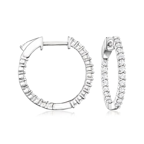 Ross-Simons 0.50 ct. t.w. Lab-Grown Diamond Inside-Outside Hoop Earrings in Sterling Silver