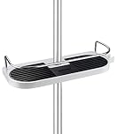 homeasy Bathroom Shower Shelf, Shower Caddy/Tidy No Drilling Shower Holders Storage for Soap Shampoo Shower Rack Hanging with Buckle and Shower Head Hook Suit 19mm-25mm Shower Rail