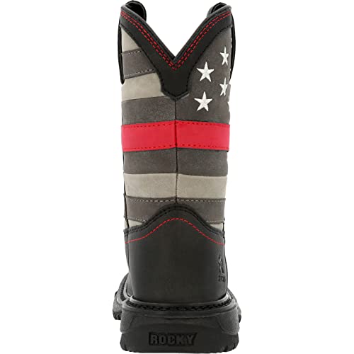 Rocky Red Line Western Boot, Black, 3.5 Us Unisex Big Kid #TOP3