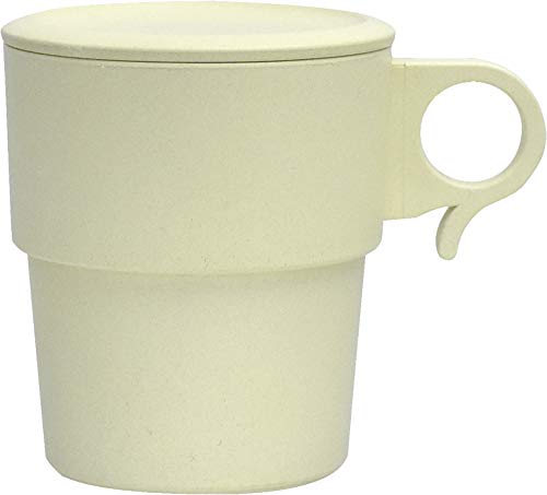 逸品社 マグカップ ふた付き L 340ml バニラ 抗菌 電子レンジ 食洗器対応 Bamboo Base 70227
