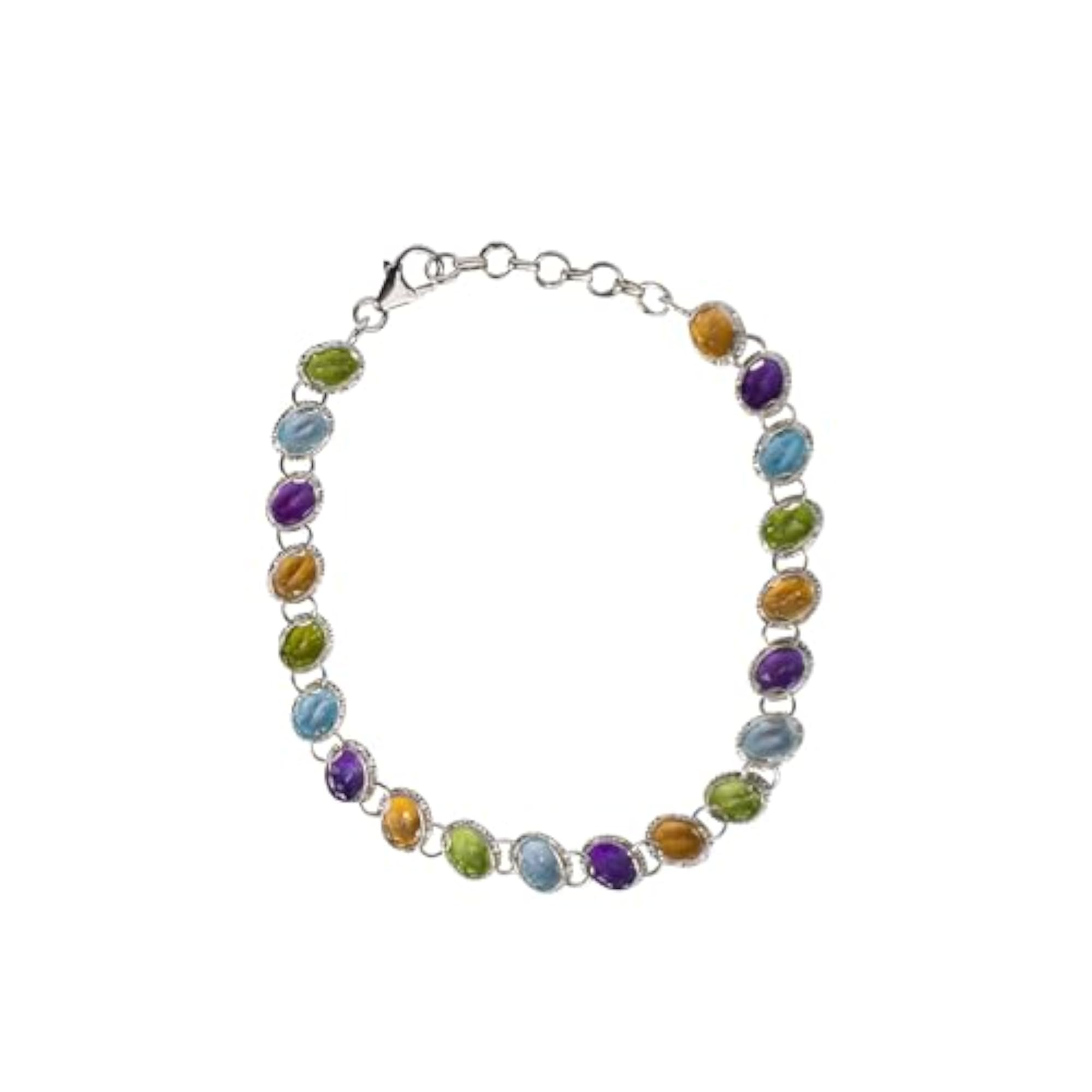 Women's 925 Sterling Silver Chakra Bracelet, Spiritual Healing
