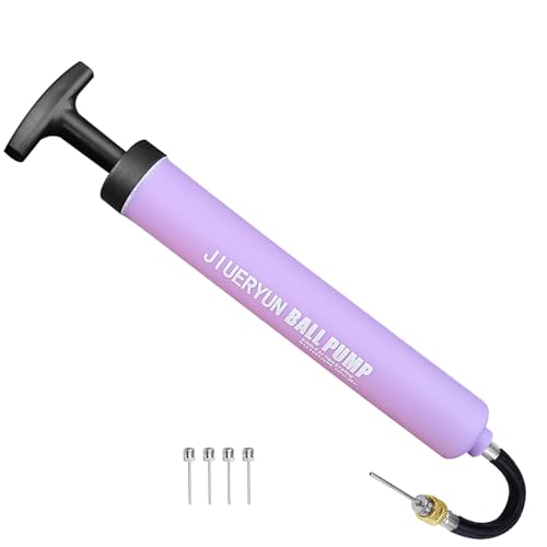 Sports Ball Pump Inflator with 5 Needles (Pin), Dual Action Hand Held Portable Air Pump with pins to Inflate Soccer Ball, Football, Volleyball, Rugby, Netball & Basketball