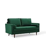 Modway Valour Collection EEI-4004-GRN 62 Loveseat with Innerspring Pocket Structure Non-Marking Foot Caps Dense Foam Padding and Stain-Resistant Velvet Polyester Upholstery in Green Color