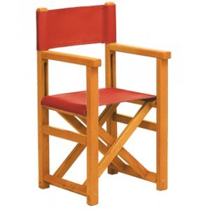 AUTENTICA Silla Infantil Menorquina - Silla Infantil Director - Silla Infantil Plegable en Madera para TERRAZA y Jardin en Color Miel Y Tela ACRILICA Color Rojo Cover