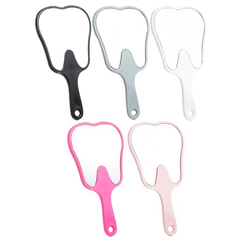 Hperu - Miroir à dents de 5pcs 6.3x3.4 Miroir à main en forme de dent haute définition avec poignée étendue petite miroir à main-d'œuvre anti-bas pour les retouches de maquillage, miroir à main, petit miro - -20%