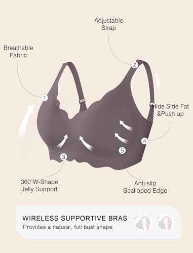 Image of Womens Wireless Jelly Bras No Underwire Support Push Up Removable Straps (U /Cross /Halter) Everyday Sports Bra