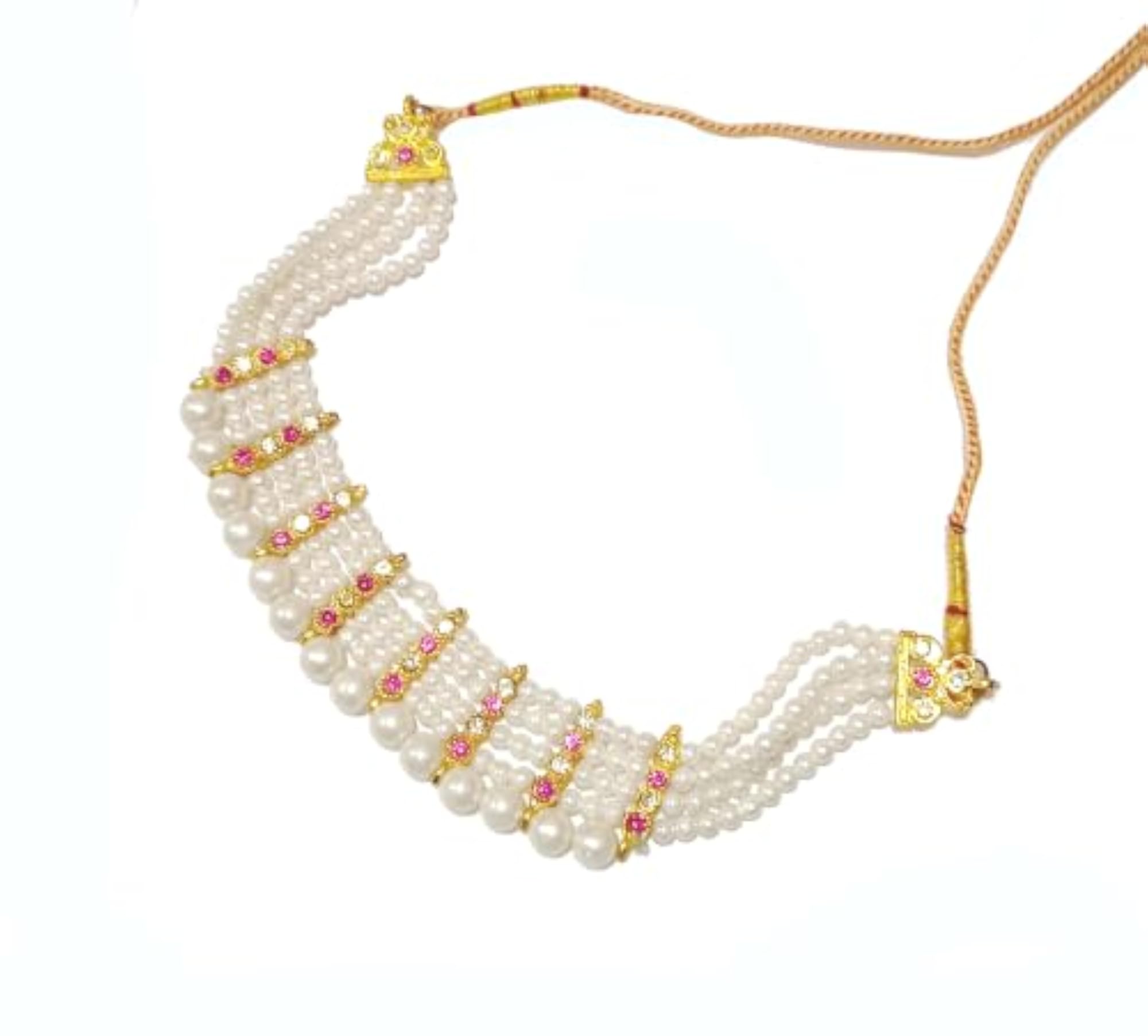 Traditional Indian Oxidised Silver Mirror Choker Necklace