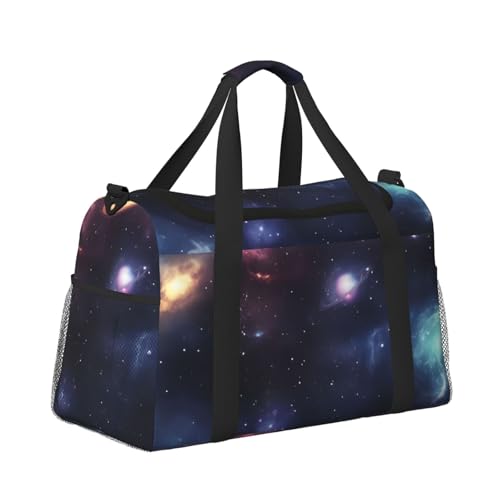 Galaxy Space Print Foldable Carry On Tote Large Capacity Hand Carry Bag for Airplane Weekend Getaways3