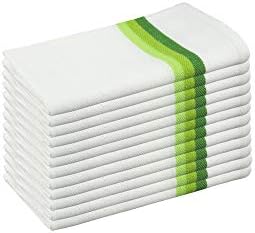 Neolino Kitchen Dish Towels, Herringbone Weave Kitchen Towels, 100% Cotton (Size: 15x25 Inch), Highly Absorbent Bar Towels & Tea Towels - (Set of 12)-Green