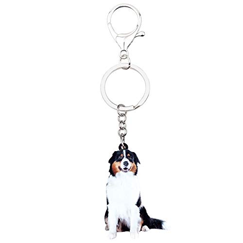 Preisvergleich Produktbild GPZEDCDB Schlüsselanhänger Schlüsselring Acryl Happy Australian Shepherd Dog Schlüsselanhänger Ring Tier Schmuck für Frauen Mädchen Tasche Auto Geldbörse Charms Geschenk Haustier