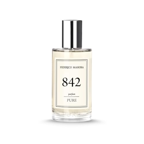 FM Pure 842 Eau de Parfum Mujer 50 ml – Perfume Floral Afrutado Dulce – Melocotón, Coco y Jazmín – Fondo de Vainilla y Haba Tonka – 20% Larga Duración