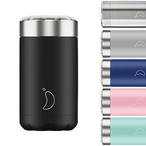 Image of Chilly's Food Pot - Leak-Proof, Premium Stainless Steel Reusable Food Container - Double-Walled Insulated for Hot or Cold Lunch Storage - Black - 500ml