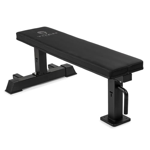 Titan Fitness Elite Series Single Post Flat Bench,...