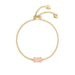 Kendra Scott Everlyne Link Chain Bracelet for Women, Fashion Jewelry, 14k Gold-Plated, Rose Quartz