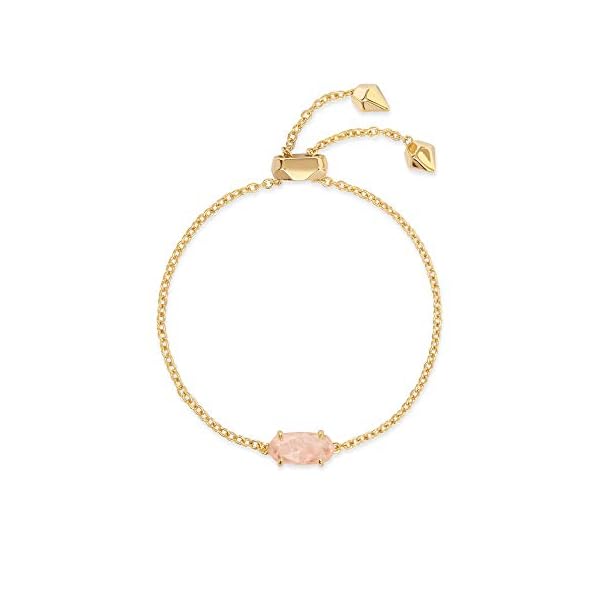 Kendra Scott Everlyne Link Chain Bracelet for Women, Fashion Jewelry, 14k Gold-Plated, Rose Quartz