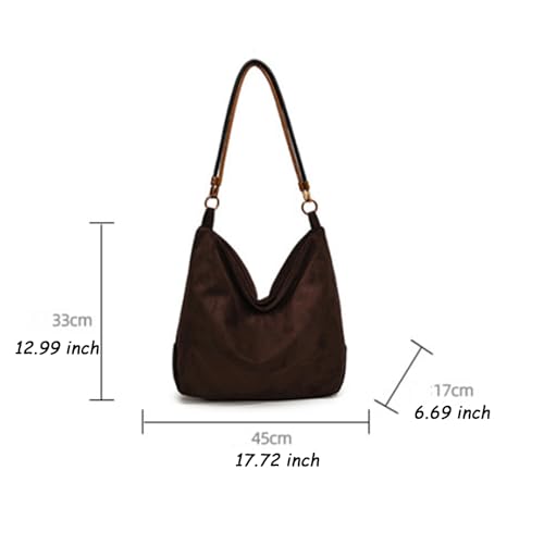 Suede Purse Large Slouchy Suede Bag Hobo Shoulder Bag for Women Soft Casual Tote with Alt Faux Leather Straps Everyday 20253