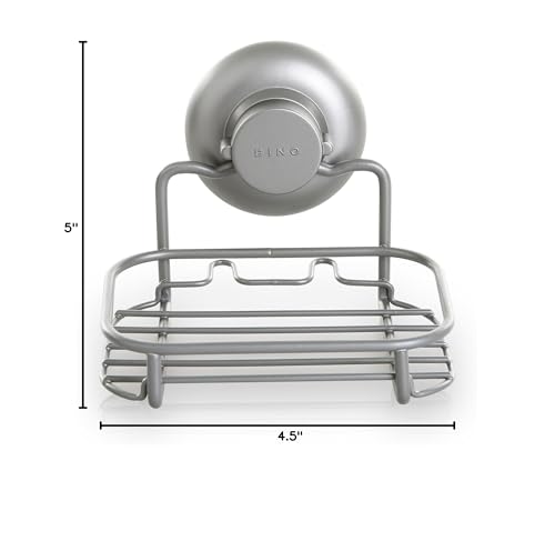 BINO SMARTSUCTION Satin Nickel Shower Caddy, Soap Dish