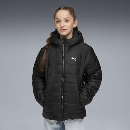 PUMA Unisex Kinder Hooded Padded Jacket Mantel, Puma Schwarz, 116 EU – Ansicht 2
