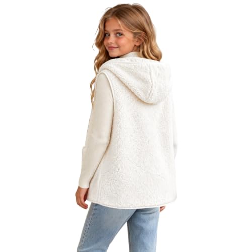 Fleece Hooded Vest Girls Sharpa Button Down Sleeveless Long Jackets Vests - image 9