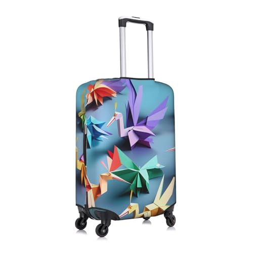 Origami Multicolor Papercraft Cranes Tsa Approved Luggage Cover For 18-32 Inch Suitcases Scratch-Resistant Stretch Luggage Cover3
