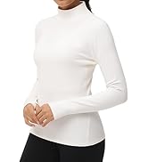 THE GYM PEOPLE Women's Mock Turtleneck Long Sleeve Shirts Fleece Thermal Underwear Pullover Tops ...