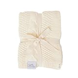 Sweet Acorn Knit Baby Blanket in Elegant Pattern, Organic Cotton Blankets for Crib or Stroller, Receiving Blankets - Salt White