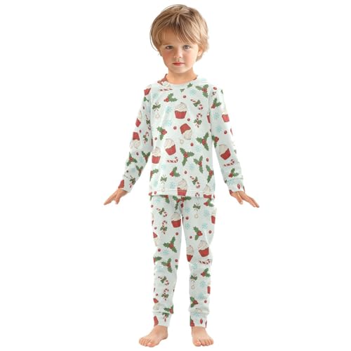 Pajama Sets Long Sleeve Christmas Cupcakes Berries Soft Comfy Sleepwear 2 Piece PJS 3-8T2