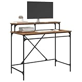 【Caractéristiques de qualité】 Fabriqué avec une surface en bois d'ingénierie qui ressemble à du bois naturel, ce bureau a aussi des étagères pour ranger tes affaires. Les pieds en acier assurent la stabilité, donc tu peux y mettre tout le nécessaire pour travailler. La construction en métal garantit une solidité. Et pour le nettoyage, un simple essuyage avec un chiffon humide suffira.