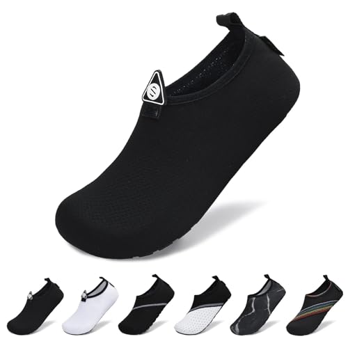 SAGUARO Escarpines Hombre Mujer Zapatos de Agua Secado Rápido Zapatillas Acuáticos Antideslizantes Calzado Playa para Piscina Surf Buceo Rio Natación Vela (Jade Negro,36/37 EU)