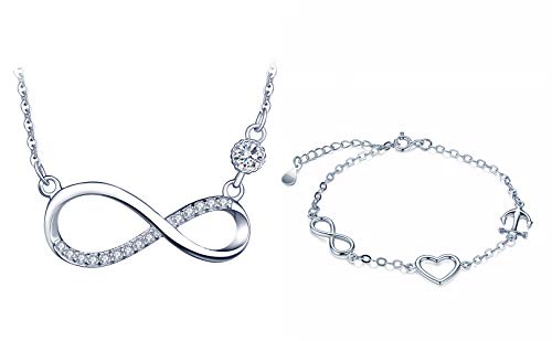 Regalo de Navidad Yumilok collar infinito y pulsera corazón plata 925 para mujer