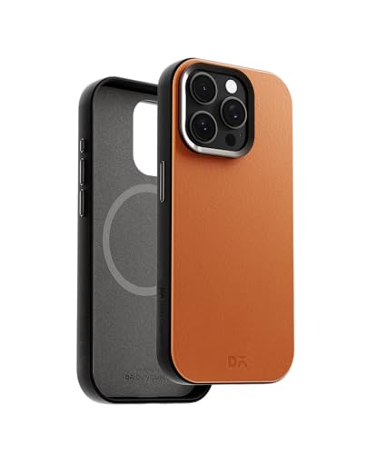 Image of DailyObjects Leatherite Case for iPhone 14 Pro Compatible with MagSafe Wireless Charging | Tan-Grey Hybrid Magnetic Back Cover