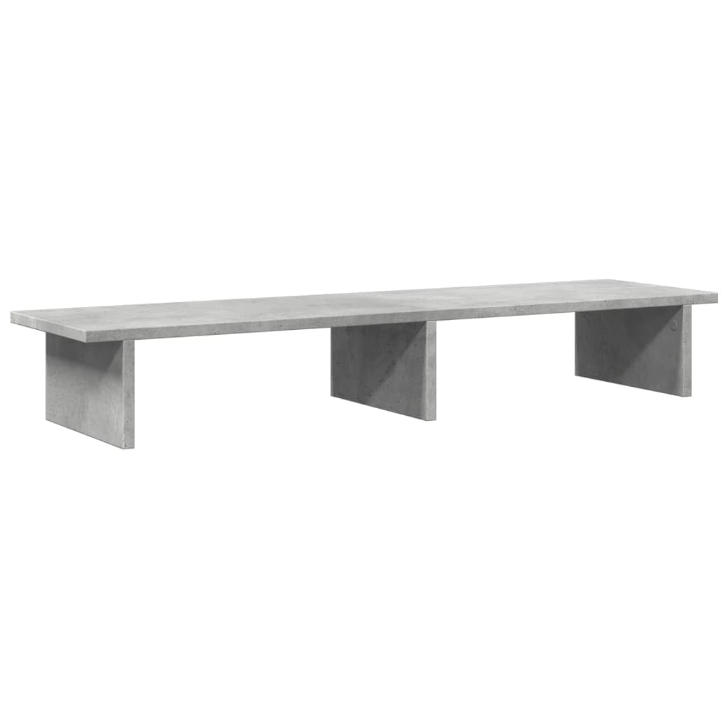Hothingwell Supporto per monitor grigio cemento 100 x 27 x 15 cm in legno di ingegneria, sollevatore schermo con ampio spazio di archiviazione per laptop, tastiera e libri, superficie liscia