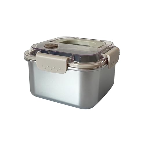 AMSLSIU Recipientes metálicos para alimentos con tapas, fiambrera de acero inoxidable no plástico, contenedores de almacenamiento de alimentos de acero inoxidable, caja Bento, 1600ml