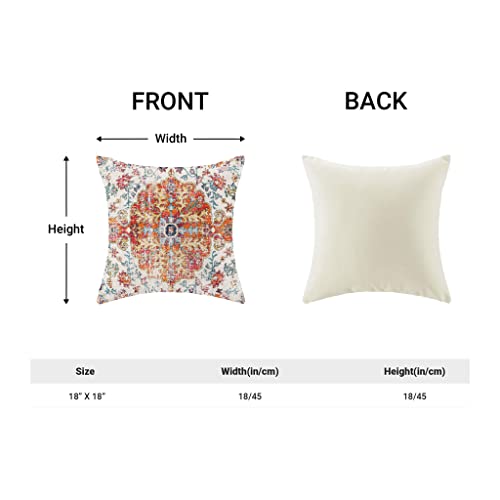 Lhaifa Boho Pillow Covers Carpet Pattern Decorative Pillow Covers Orange Blue Teal Retro Rust Floral Throw Pillow Covers 18X18 In Set Of 4 Linen Decorative Pillow Covers For Couch Living Room Sofa #TOP6