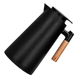 Angoily Isolierflasche mit Vakuum Innenbehälter Große Kapazität Langanhaltende Wärme Nordischer Stil Auslaufsicher für Camping und Täglichen Gebrauch Schwarz