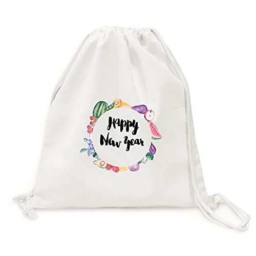 Sac en tissu pliable pour fruits Sac shopping cadeau Bonne et Heureuse Année
