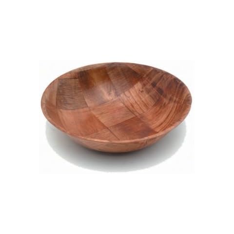 Round Woven Wooden Bowls - 8" - (Pack of 12) - Wooden Bowl - Snack Bowl, Serving Bowl - Wooden Tableware Cover