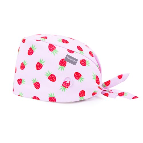 Image of Kousenpu Scrub Caps for Women, Adjustable Women's Surgical Cap with Buttons, Breathable Cute Design for Nurses and Doctors