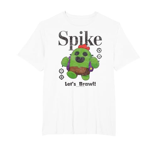 Brawl Stars Spike The Legendary Brawler Distressed Poster T-Shirt, Men's Big and Tall, White, 3X Tall