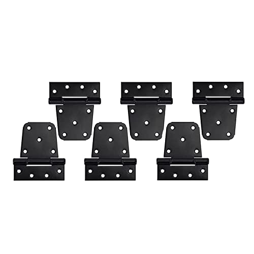 HOME MASTER HARDWARE 3-1 2 inch Heavy Duty T Hinge Gate Hinges Steel Black Finish with Screws 6-Pack (Black)
