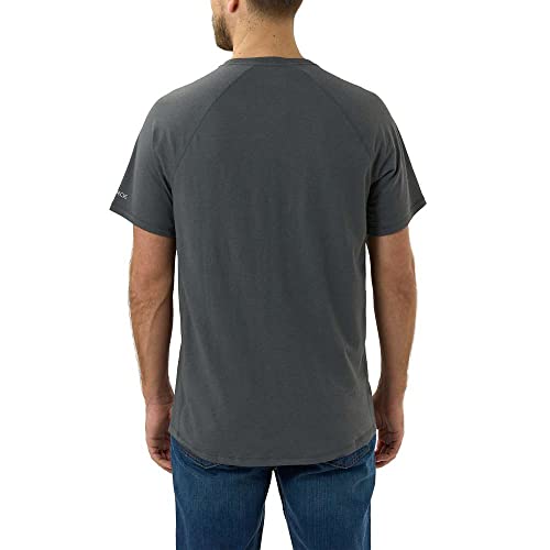 Carhartt Mens Short-Sleeve Block Logo Graphic T-Shirt Force Relaxed Fit Midweight Short Sleeve Pocket T Shirt, Carbon Heather, X-Large Us #TOP1