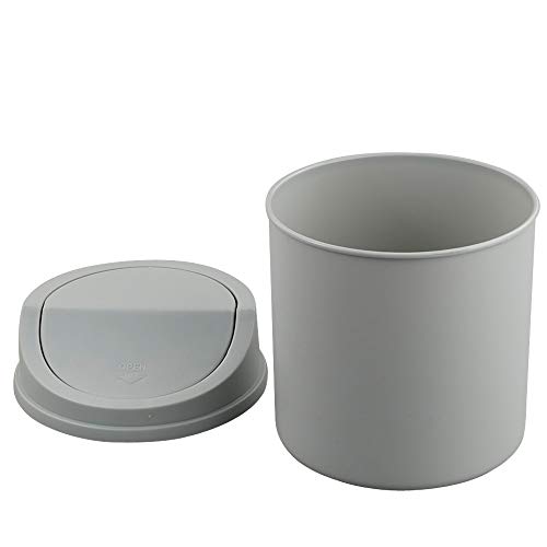 Mini caneca de basura de escritorio 2 litros con tapa basculante gris miniatura 4