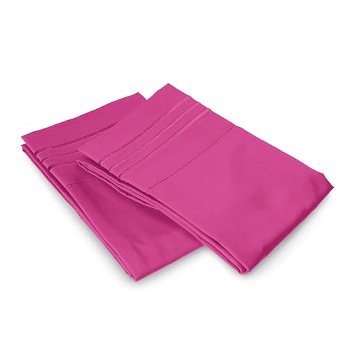 Image of Elegant Comfort Luxury Ultra-Soft 2-Piece Pillowcase Set 1500 Thread Count Egyptian Quality Microfiber Double Brushed-100% Hypoallergenic-Wrinkle Resistant, California King, Hot Pink