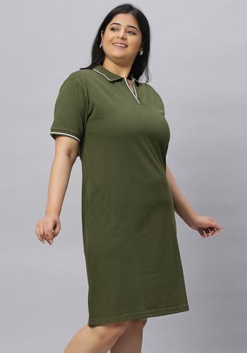 Image of Wear Your Opinion Women's Plus Size Soft PQ Polo Collar Neck Tipped Tshirt Dress