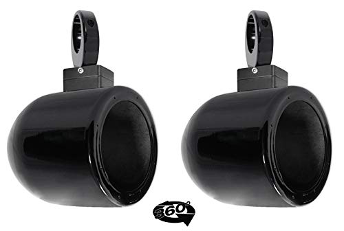Image of Rockville MAC65B Bundle: (2) 6.5 in Black Aluminum Wakeboard Tower Speaker Pod Enclosures, (2) MAC360B 360 Swivel Surface Mount Clamps, 4-Items